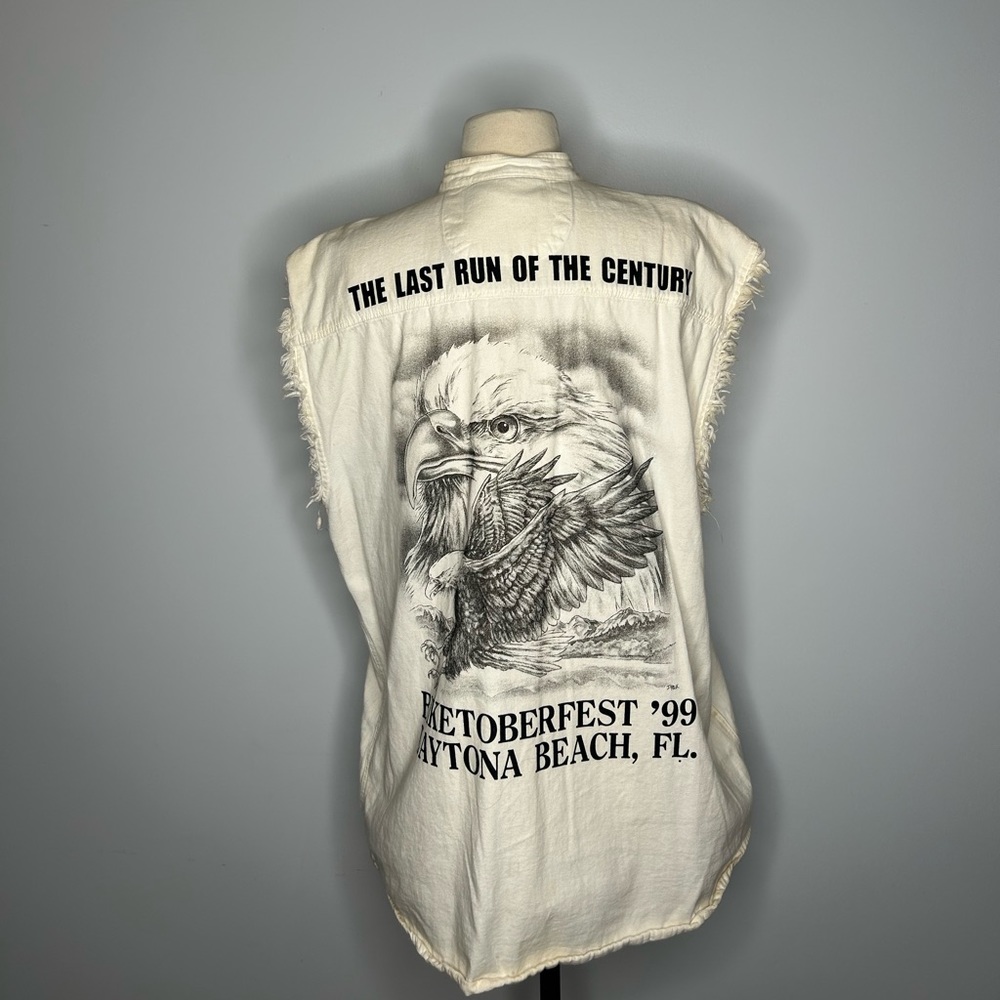 Vintage Biketoberfest Daytona Beach 1999 white cutoff shirt - $85